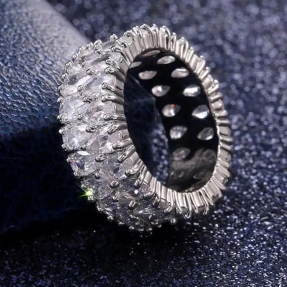 NEW ETERNITY BAND 925 STERLING SILVER DIAMOND RING, CUTE RING, SHINY RING. - Picture 5 of 6